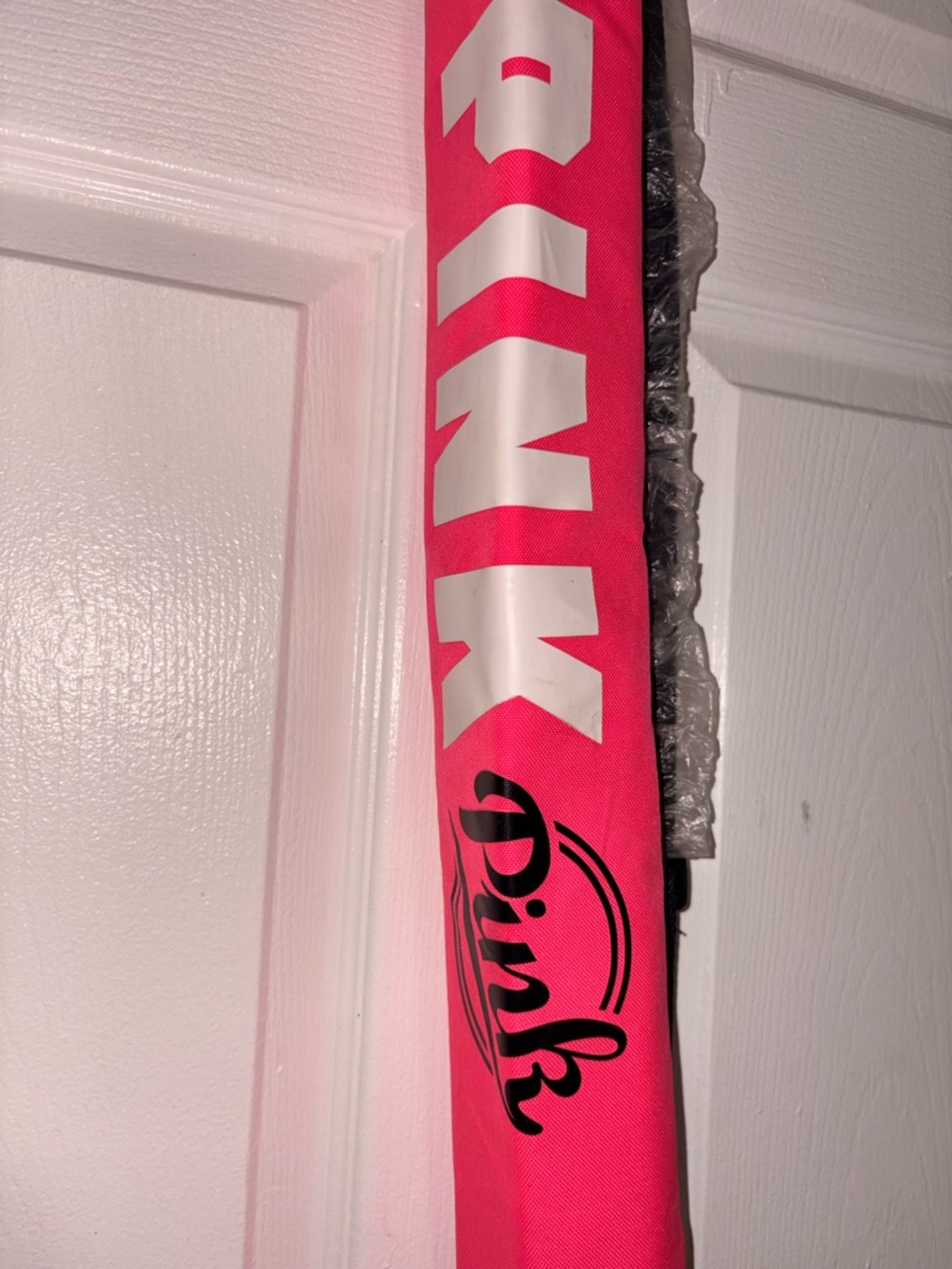 PINK Victoria's Secret Hot Pink Cooler Sleeve with Black Accent